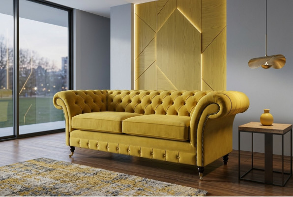 Chesterfield 3 Sitzer Designer Sofa Couch Polster Sofas Couchen Stoff Textil Neu