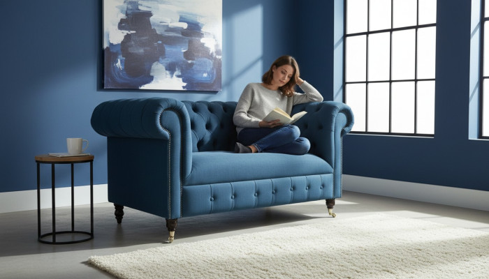 Design Polster Sitz Couch 2 Sitzer Garnitur Sofa Sofas Couchen Textil Stoff Grün