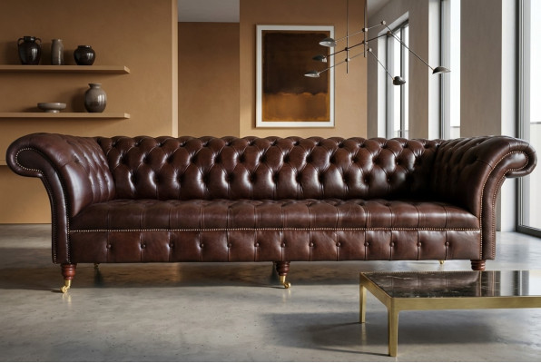 Sofa 4 Sitzer Couch design Chesterfield Polster Sitz Garnitur Leder Textil Neu