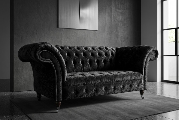 Luxus Chesterfield 2 Sitzer Couch Polster Sofa Textil Stoff Garnitur Neu Couchen