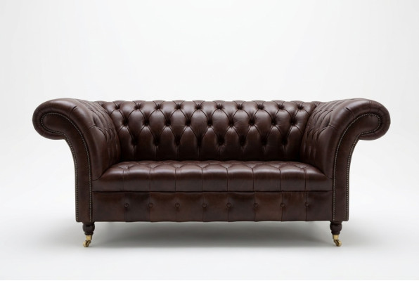 Klassische Polster Möbel Chesterfield Braun Couch Textil Leder Stoff Sofa Sitzer