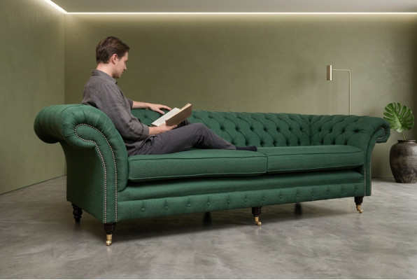 Knopf Sofa Chaesterfield Sofas 4 Sitzer Couch Polster Stoff Wohnzimmer Möbel