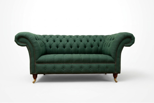 Klassische Polster Möbel Chesterfield Grüne Couch Textil Leder Stoff Sofa Sitzer