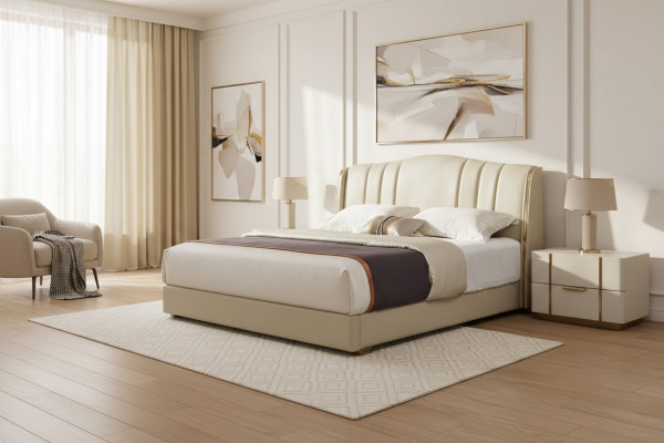 Polsterbett Doppelbett Designer Bett Ehebett Schlafzimmer Lederbett Neu Betten