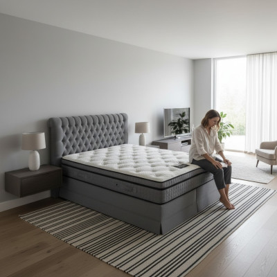 Graues Luxus Schlafzimmer Chesterfield Bett Polster Design Luxus Doppelbetten