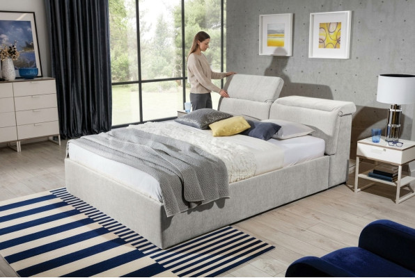 Weißes 180x200 Bett Schlafzimmer Betten Textil Leder Hotel Luxus Polster Big