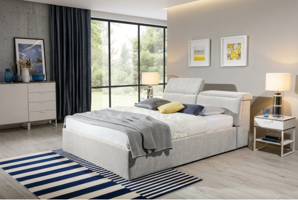 Weißes 180x200 Bett Schlafzimmer Betten Textil Leder Hotel Luxus Polster Big