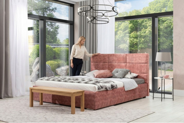 Doppelbett Klassisches Hochwertiges Design Textil Gestelle Bett Betten 140 x 200