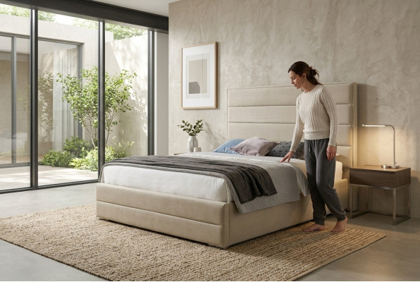 Luxus Schlafzimmer Bett Polster Design 160x200cm Doppel Hotel Betten Textil Neu