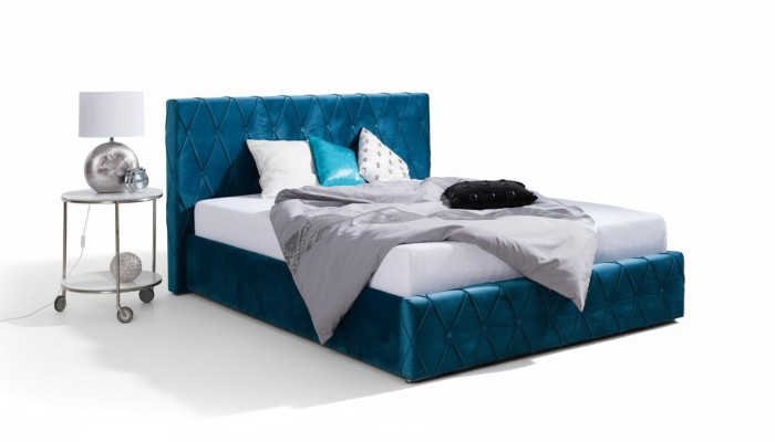 Design Turkis Blaues Bett Textil Leder Hotel Betten Schlafzimmer Samt Polster