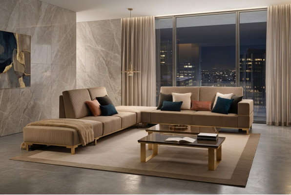 Wohnlandschaft Couch Polster Textil Stoff Leder Sitz Garnitur Eck Ecksofa L-Form