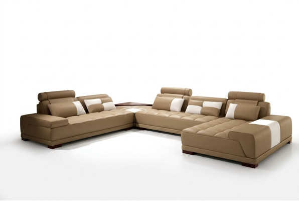 Ledersofa mit USB Sofa Polster Sitz Ecke Wohnlandschaft Couch Eckgarnitur PH376
