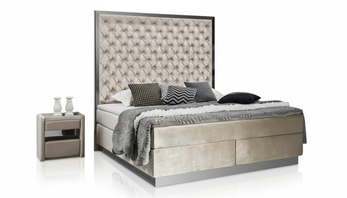 Komplettes Bett Boxspring Betten Luxus Design Schlafzimmer Möbel Edelstahl