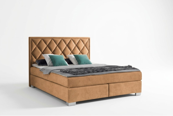 Luxus Boxspring Bett Stoff Hotel Beige Betten Schlafzimmer Möbel Design Doppel