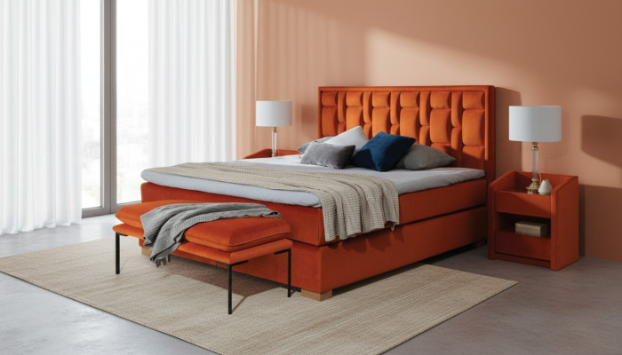 Design Bett Schlafzimmer Set 4tlg. Nachttisch 2x Sitzbank Betten moderne