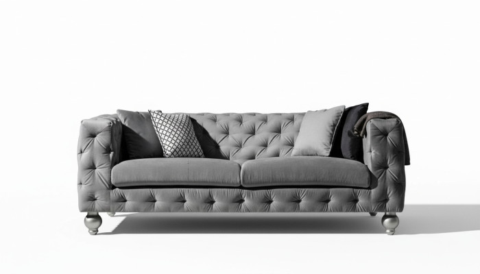 Dreisitzer Stoff Wohnzimmer Grau Design Sofa Sofas Samt xxl big Polster Couchen