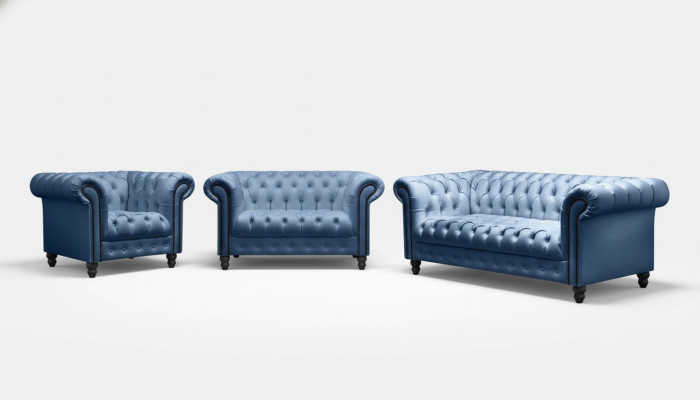 Dreisitzer Chesterfield Sofa Couch Polster Luxus Möbel Stoff Couchen