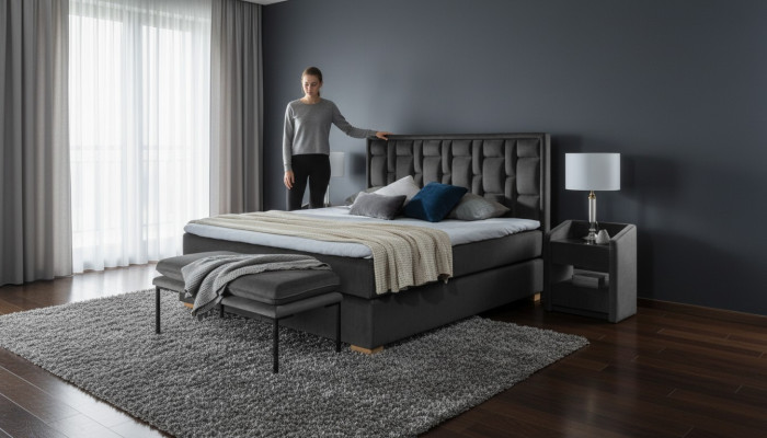 Chesterfield Doppelbett Schlafzimmer Samt Betten Bettgestell Nachttisch 3tlg Set