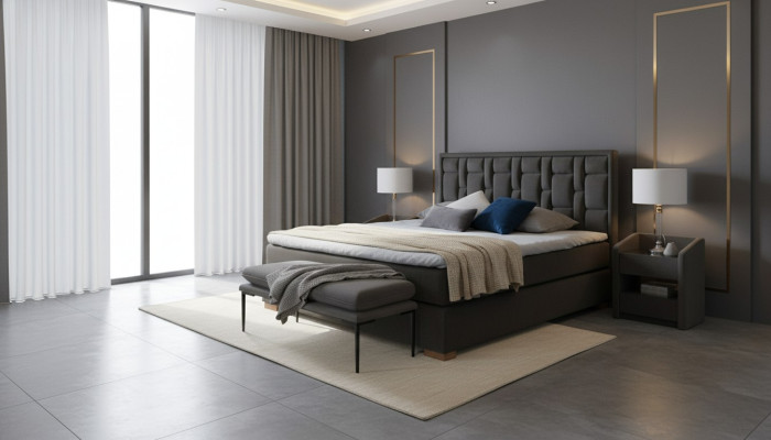 Chesterfield Doppelbett Schlafzimmer Samt Betten Bettgestell Nachttisch 3tlg Set