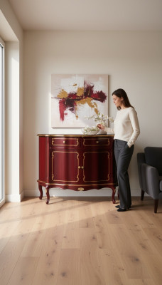 Luxus Italienische Holz Möbel Kommode Rot Buffet Schrank Wohnzimmer