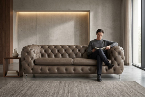 Chesterfield Sofa Braun xxl Big Leder Wohnzimmer Möbel 4 sitzer Violet Gelb Grün