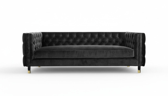 Schwarzes Chesterfield Sofa Big Luxus Möbel 4 sitzer Textil Stoff Couchen