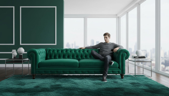 Chesterfield Sofa Grün Textil Stoff Couchen Kreative Möbel 3 sitzer Neu Sofas