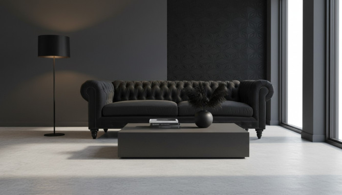 Chesterfield Schwarz Wohnzimmer Modern Dreisitzer Kreative Möbel Textil Stoff