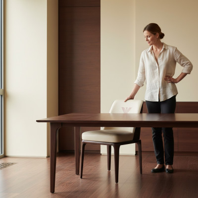 Exquisite Beige Esszimmer Lederstuhl Mit Modernem italienischem Stil