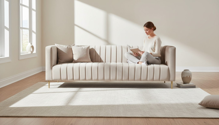 Italienische Möbel  Wohnzimmer Sofa Design Couchen Braun Stil Stoff Samt Textil