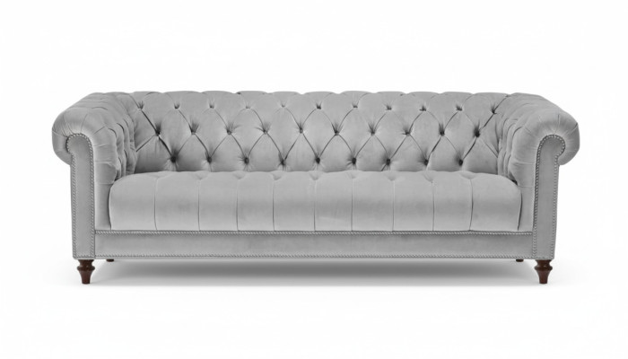 Hellgrau Dreisitzer Chesterfield Neu Stoff Wohnzimmer Couchen Polster Sofa Sofas