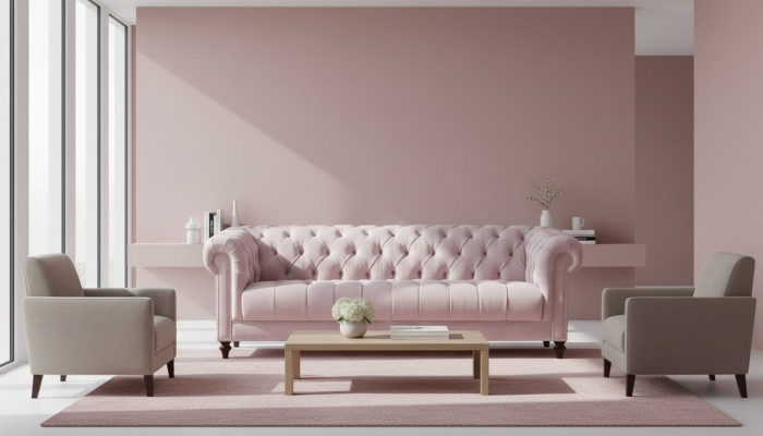 Chesterfield Altrosa Rosa Neu Dreisitzer Stoff Design Couchen Polster Sofa Sofas