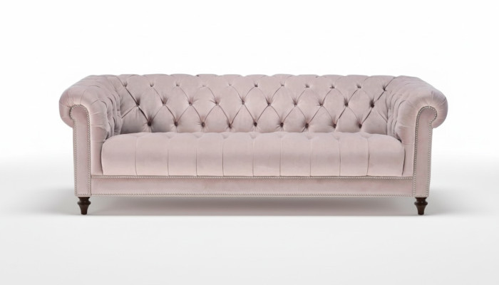Chesterfield Altrosa Rosa Neu Dreisitzer Stoff Design Couchen Polster Sofa Sofas