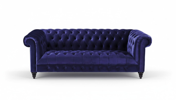 Chesterfield Lila Samt Couch Luxus Polster Möbel Sofa mit Knöpfen Dreisitzer