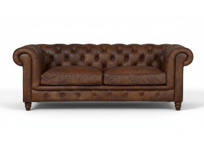 Chesterfield Braun Dreisitzer Leder Wohnzimmer Modern Design Couchen Sofa Neu