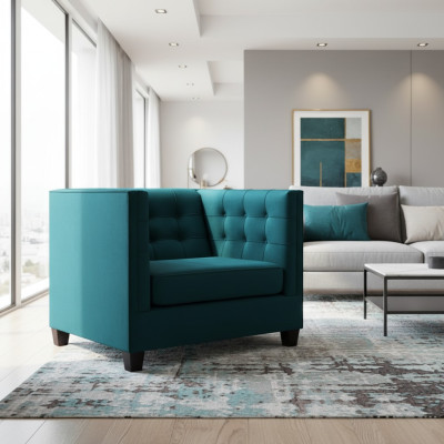 Sessel Chesterfield Textil Stoff Meergrün Kreative Möbel Neu Wohnzimmer