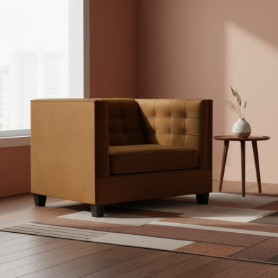 Modern Sessel Chesterfield Textil Stoff Braun Kreative Möbel Wohnzimmer