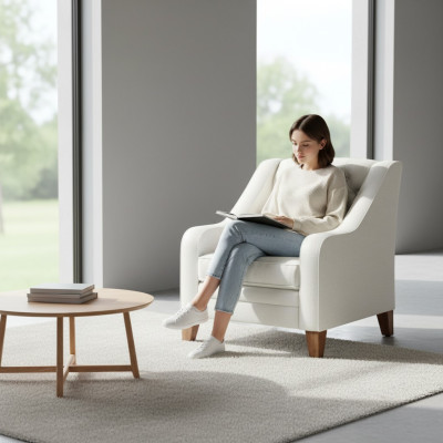 Sessel Textil Stoff Weiß Kreative Möbel Neu Wohnzimmer Modern Chesterfield