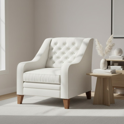 Sessel Textil Stoff Weiß Kreative Möbel Neu Wohnzimmer Modern Chesterfield