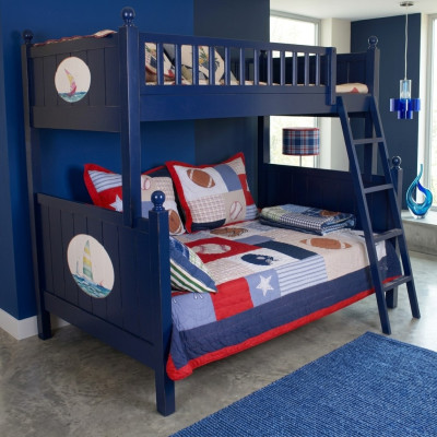 Klassisches Kinderbett Etagenbett Blau Hochbett Spielbett Kindeerbett Stockbett