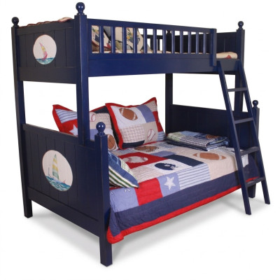 Klassisches Kinderbett Etagenbett Blau Hochbett Spielbett Kindeerbett Stockbett