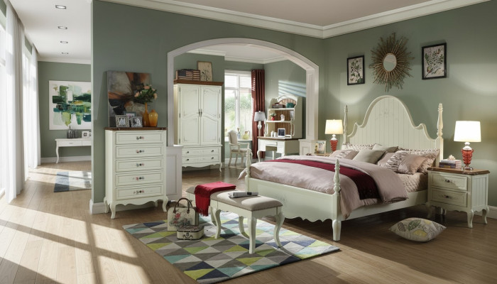 Unverwechselbares weißes Schlafzimmer-Set im klassischen Stil