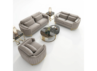 Sofagarnitur Designer 3+2+1 Sitzer Sofa Couch Stoff Garnitur Polster Set