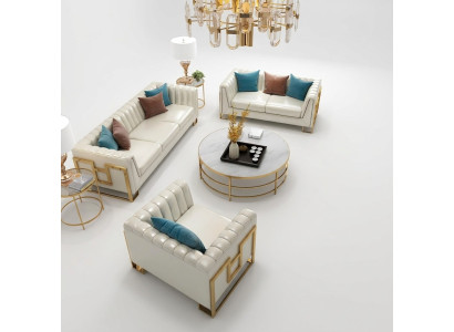 Luxus Möbel Sofagarnitur Couch Sofa Polster 3 2 1 Sitzer Couchtisch 4tlg