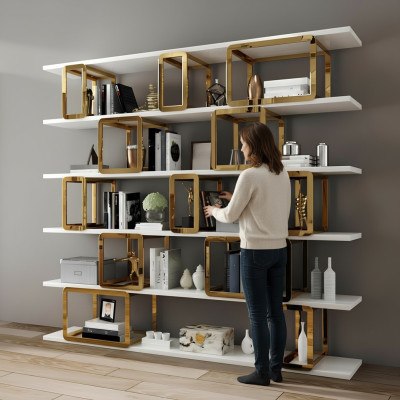 Design Trenn Wand Regal Wohnzimmer Schränke Edelstahl Regale Bücher Schrank Neu