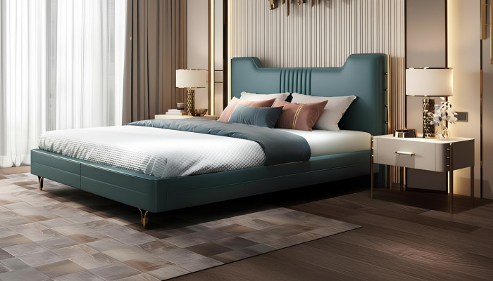 Modernes Designer Holz Bett Edles Möbel Doppel Betten Neu Schlafzimmer Polster