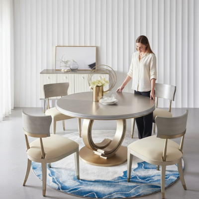 Design Rund Tisch 4x Stühle Ess Zimmer Sitz Runde Tische Garnitur Holz