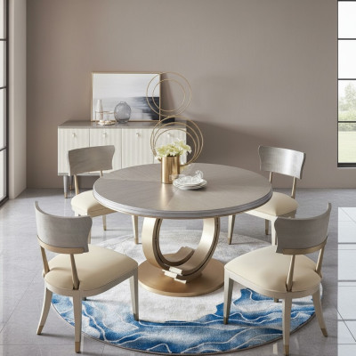 Design Rund Tisch 4x Stühle Ess Zimmer Sitz Runde Tische Garnitur Holz