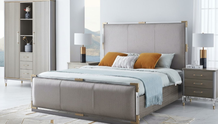 Klassisches 3 tlg. Schlafzimmer Set Klassisches Bett + Nachttisch Doppelbett
