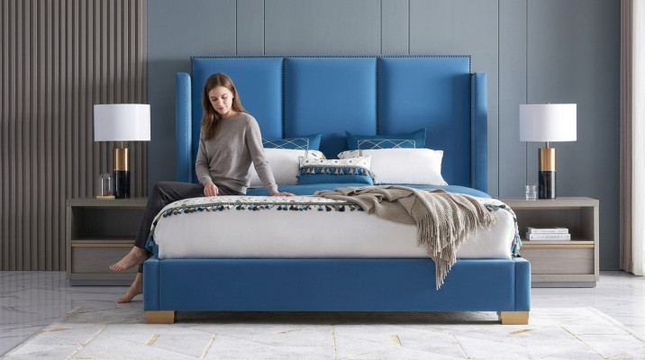Bett Leder 2x Nachttisch 3 tlg. Schlafzimmer Set Möbel Moderne Luxus